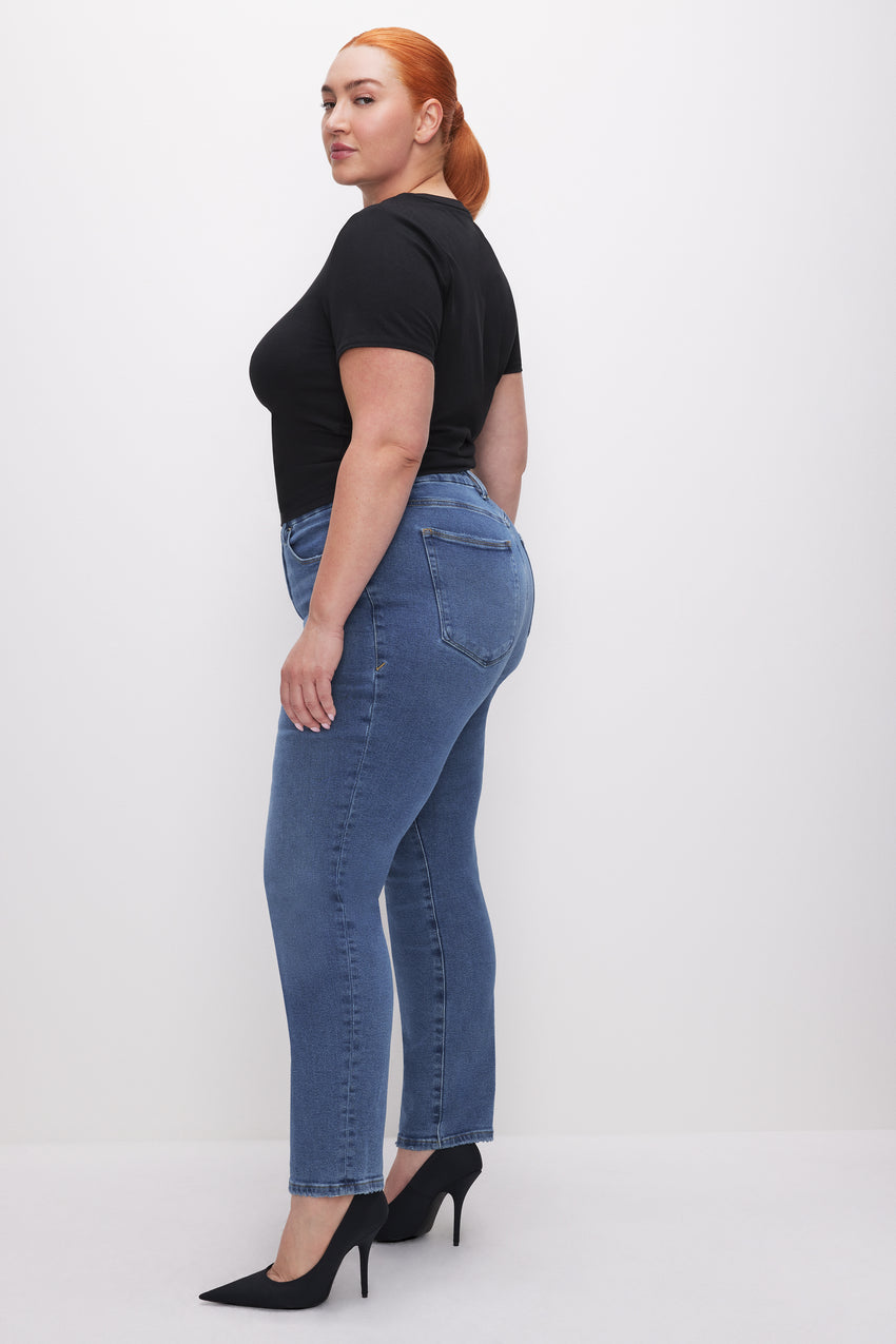 GOOD CLASSIC SLIM STRAIGHT JEANS | INDIGO405 View 2 - model: Size 16 |