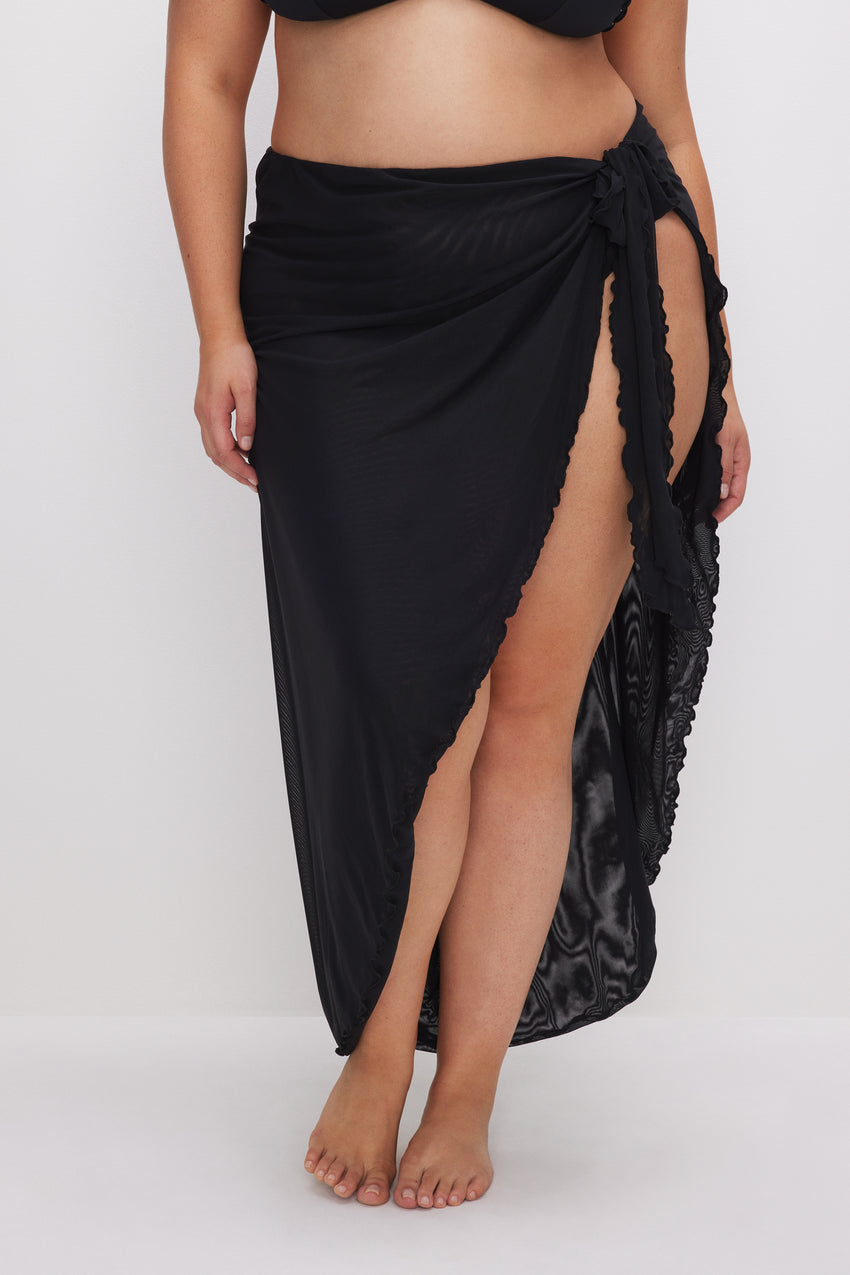 MESH MIDI SKIRT | BLACK001 View 6 - model: Size 16 |