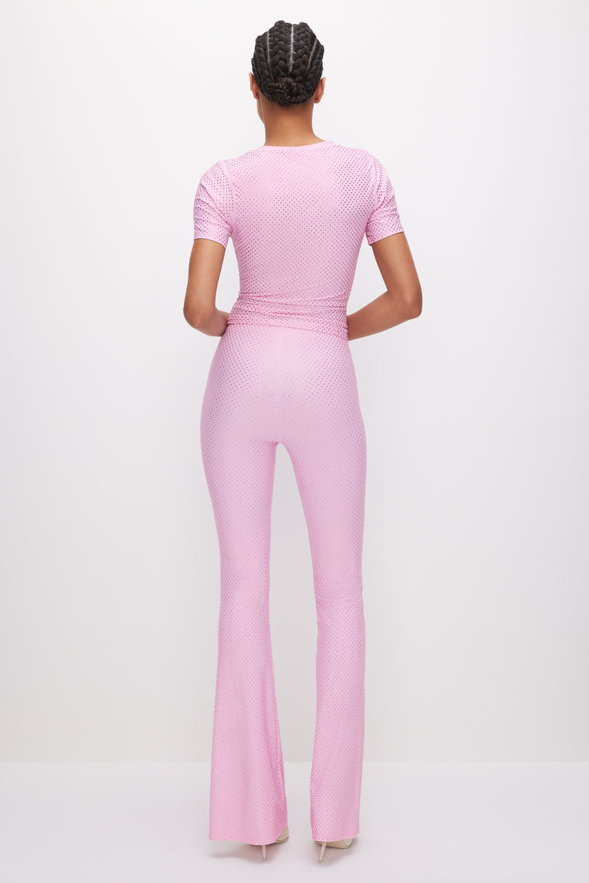 SMOOTH MATTE CRYSTAL PULL-ON FLARES | SUGAR PINK003 View 4 - model: Size 0 |