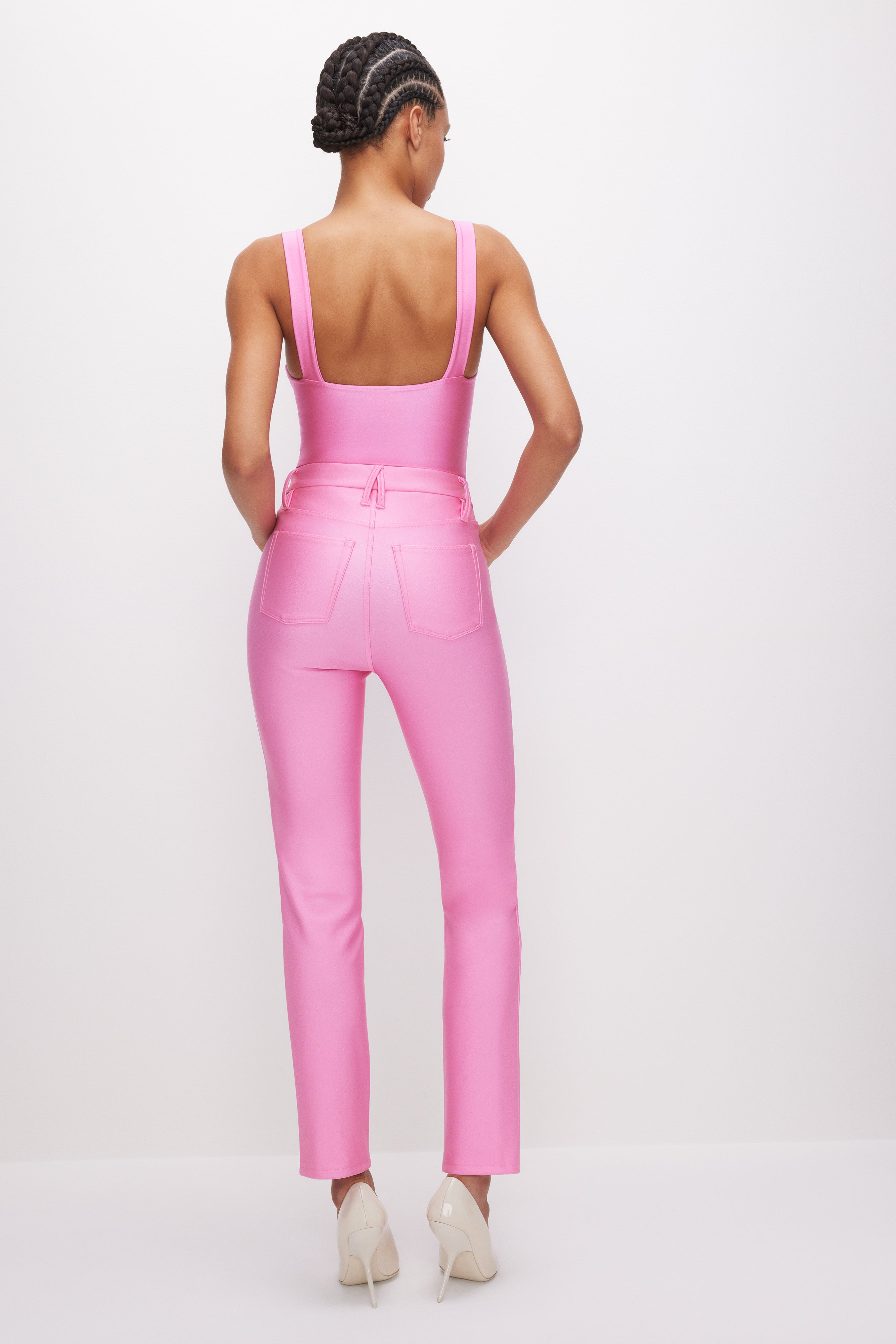 Good American Compression Shine Corset in Sorority Pink003