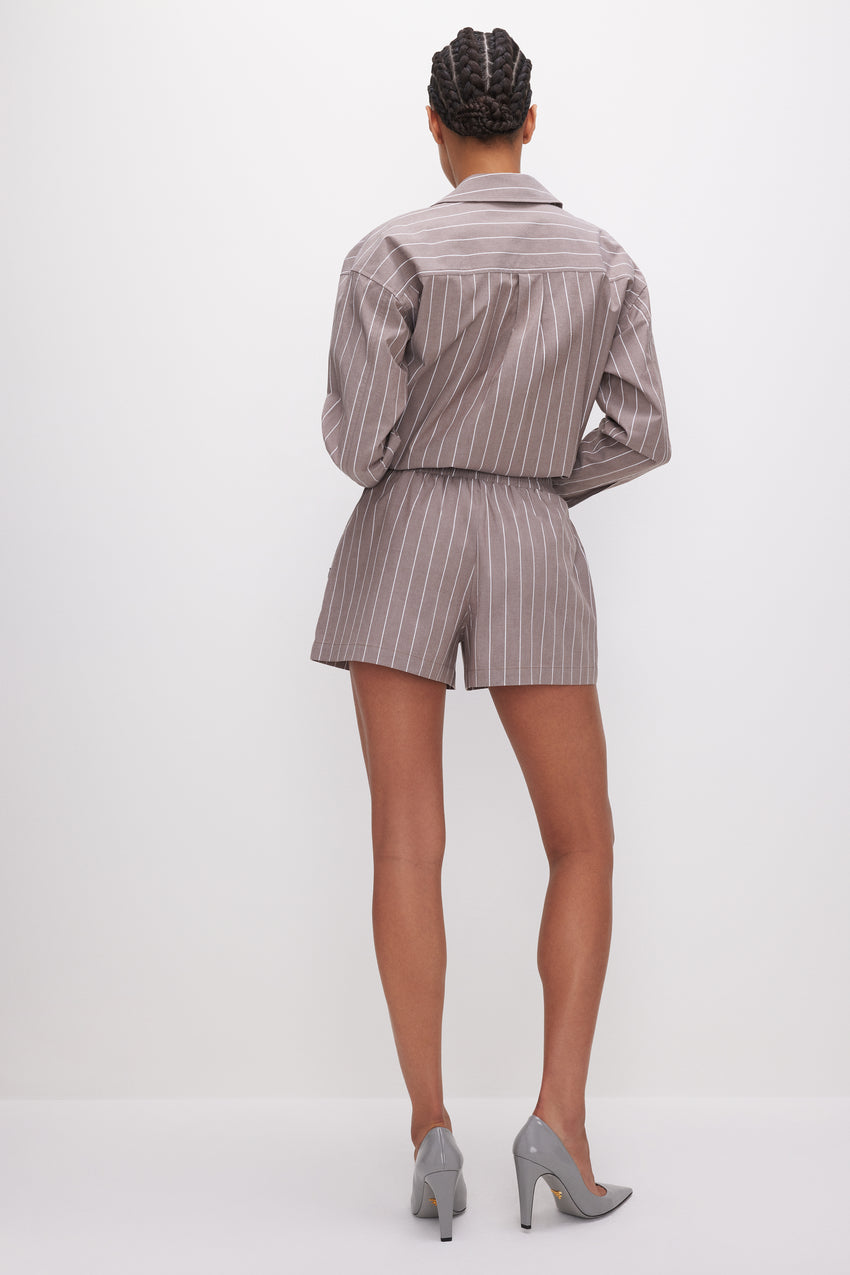 POPLIN SHORTS | PUTTY STRIPE001 View 8 - model: Size 0 |