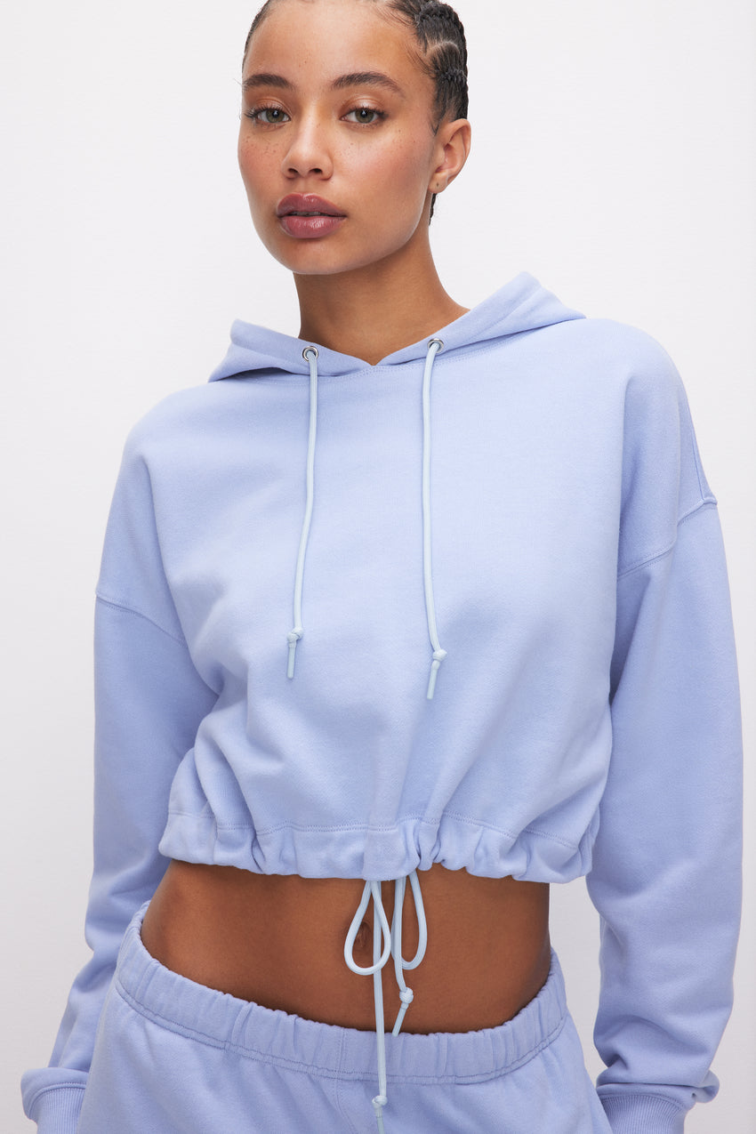 CROPPED COTTON HOODIE | GLASS001 View 3 - model: Size 0 |