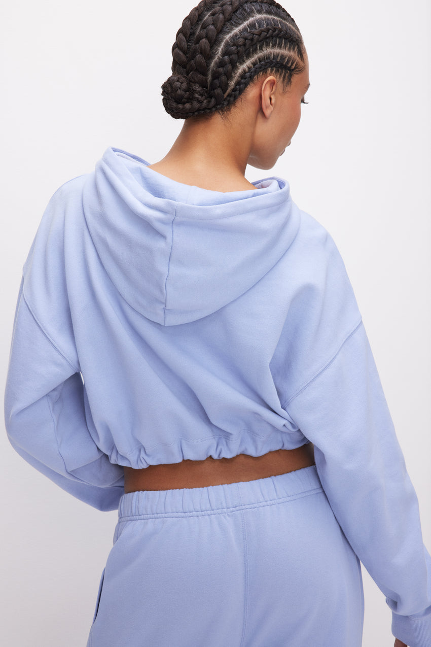 CROPPED COTTON HOODIE | GLASS001 View 4 - model: Size 0 |
