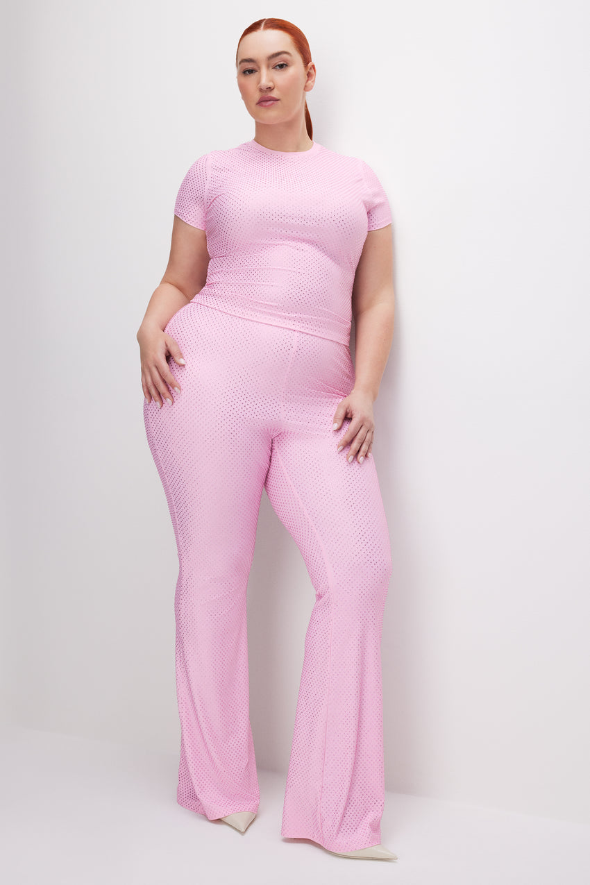 SMOOTH MATTE CRYSTAL PULL-ON FLARES | SUGAR PINK003 View 7 - model: Size 16 |