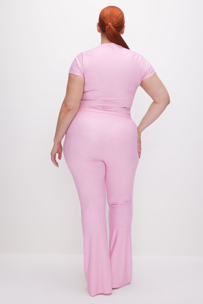 SMOOTH MATTE CRYSTAL PULL-ON FLARES | SUGAR PINK003 View 9 - model: Size 16 |