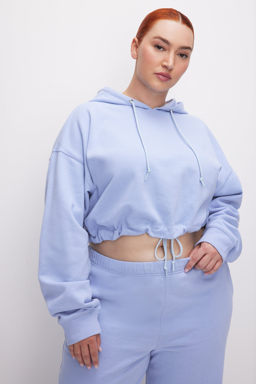 CROPPED COTTON HOODIE | GLASS001 View 7 - model: Size 16 |
