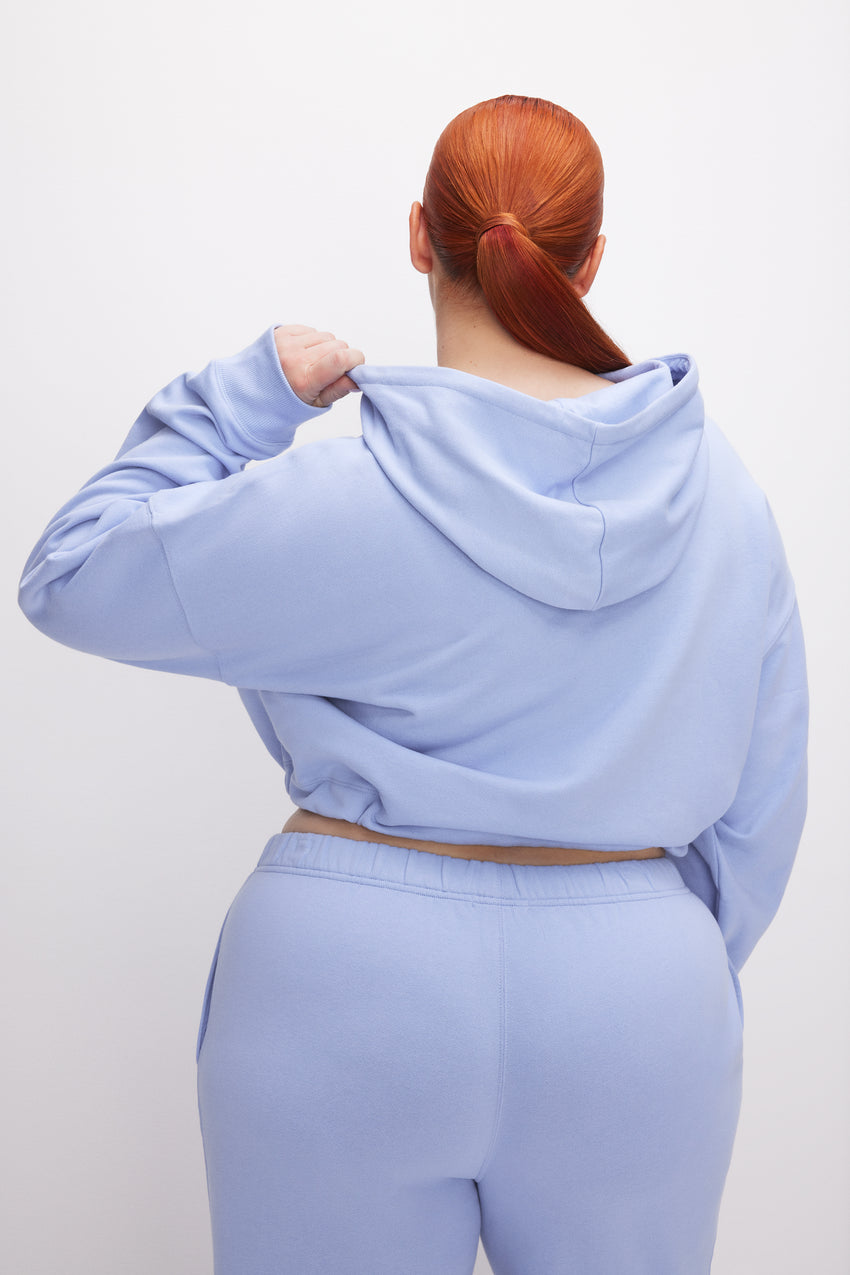 CROPPED COTTON HOODIE | GLASS001 View 9 - model: Size 16 |