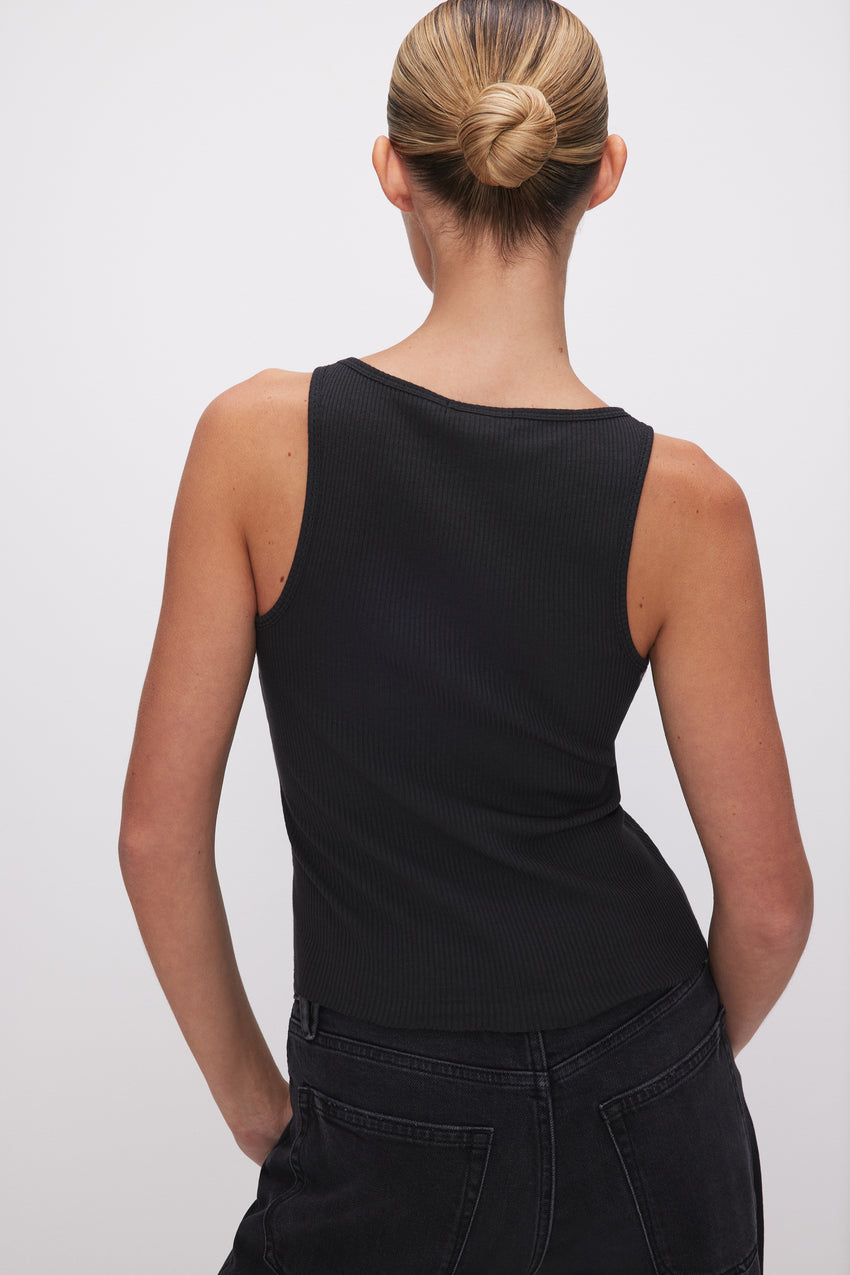 RIBBED FEATHERWEIGHT TANK TOP | BLACK001 View 3 - model: Size 0 |