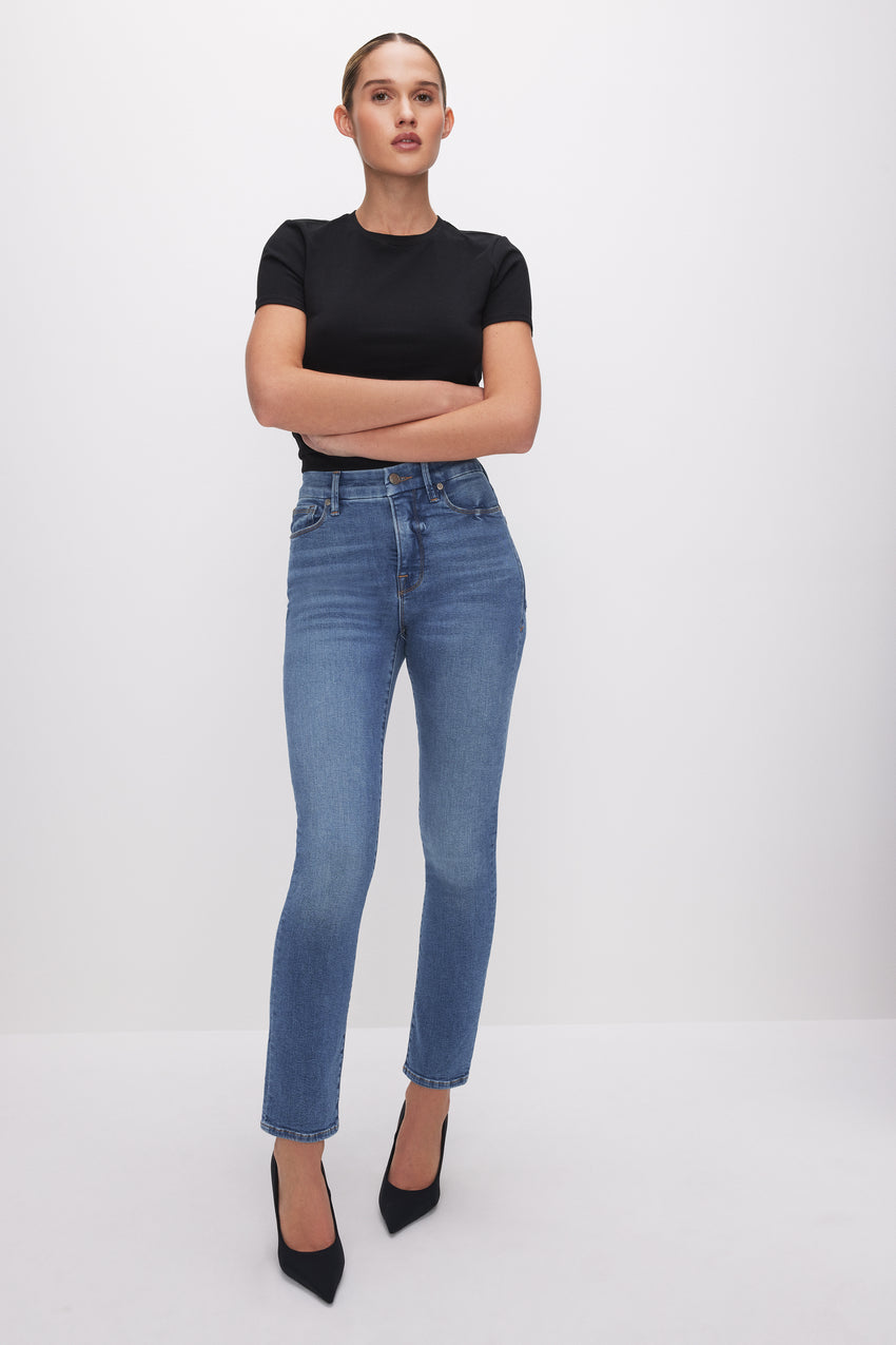 GOOD CLASSIC SLIM STRAIGHT JEANS | INDIGO621 View 5 - model: Size 0 |