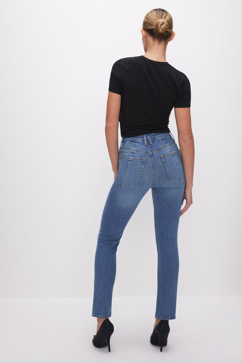 GOOD CLASSIC SLIM STRAIGHT JEANS | INDIGO621 View 9 - model: Size 0 |