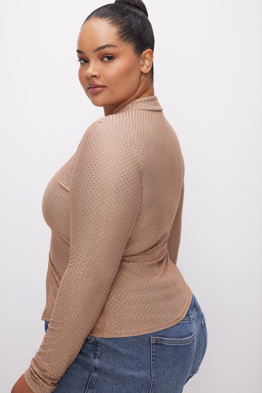 SMOOTH MATTE CRYSTAL ZIP TOP | TAUPE003 View 6 - model: Size 16 |