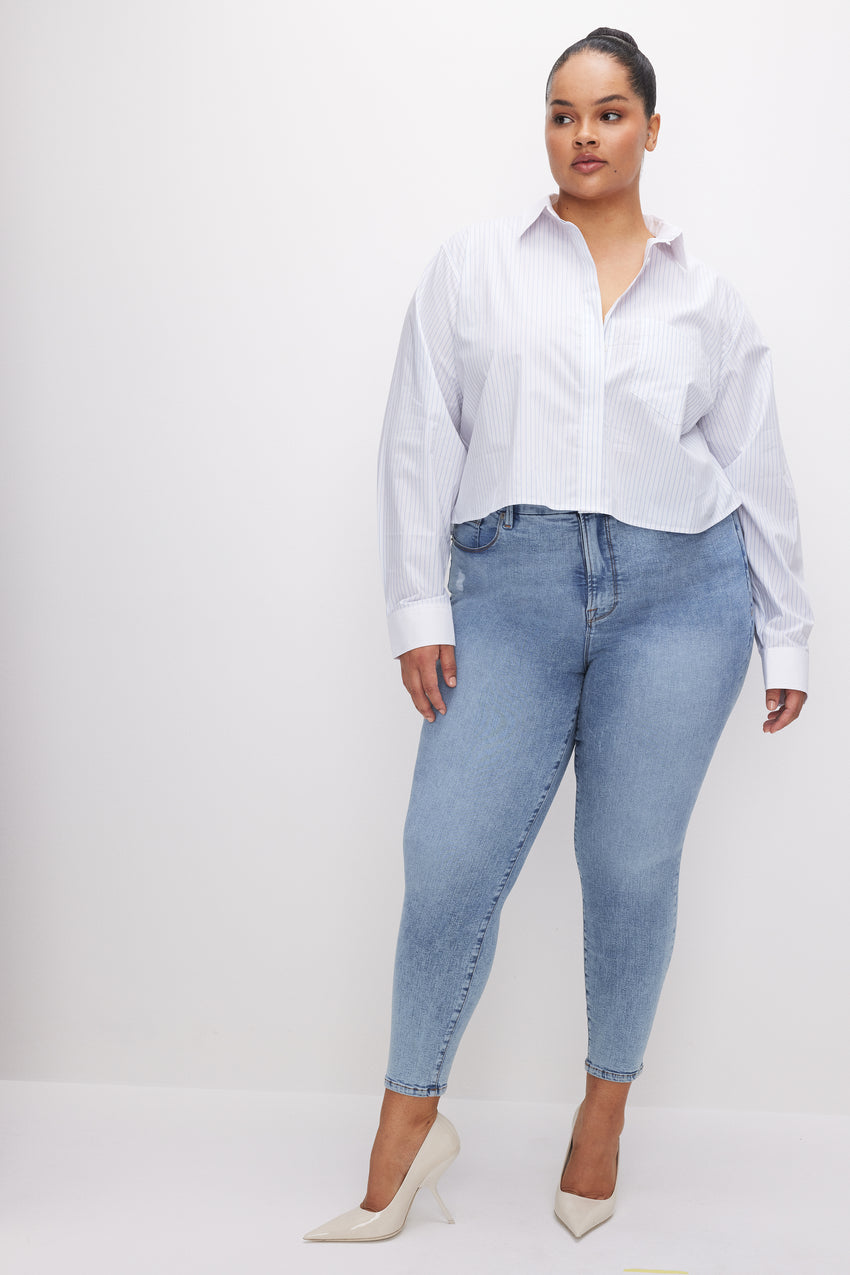 GOOD WAIST SKINNY CROPPED JEANS | INDIGO619 View 5 - model: Size 16 |