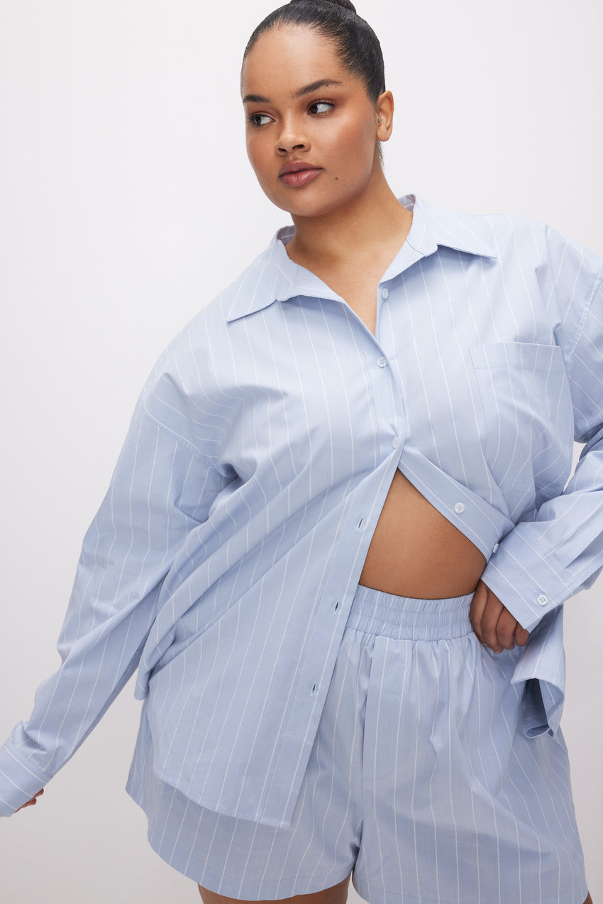 OVERSIZED POPLIN SHIRT | GLASS STRIPE002 View 5 - model: Size 16 |