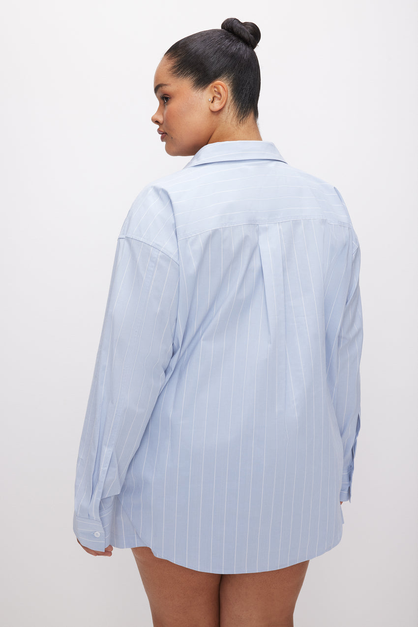 OVERSIZED POPLIN SHIRT | GLASS STRIPE002 View 8 - model: Size 16 |