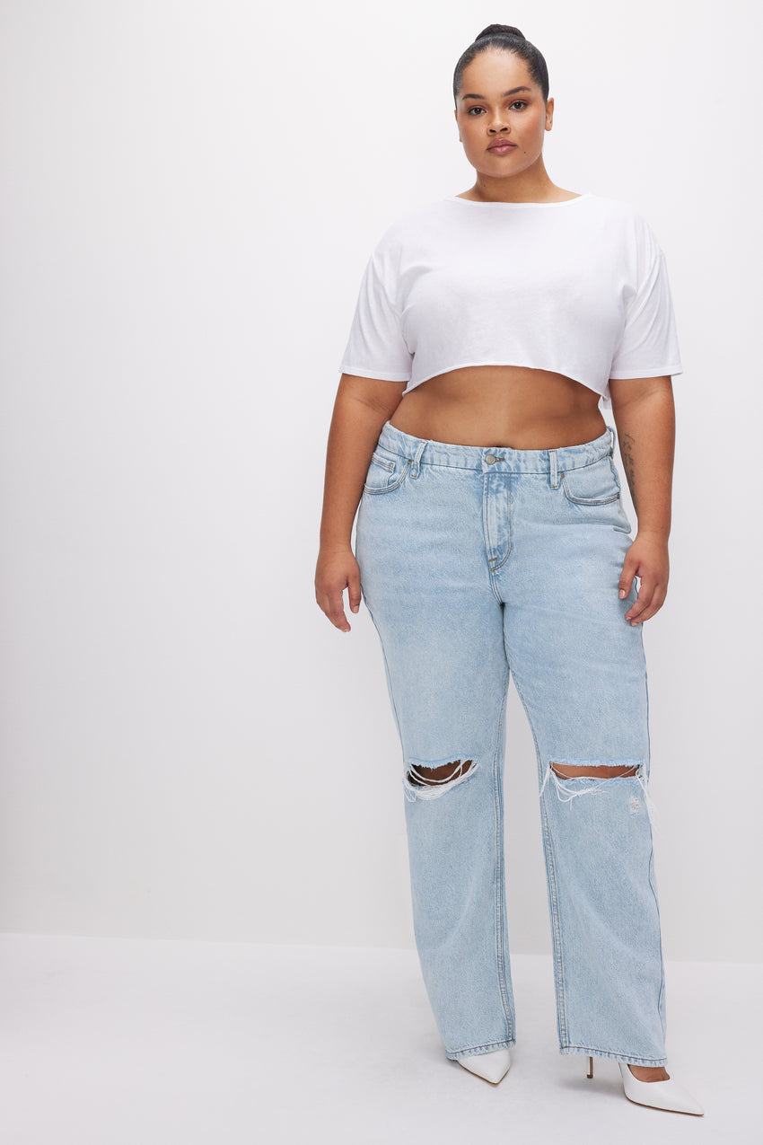FEATHERWEIGHT CROPPED COTTON TEE | WHITE001 View 7 - model: Size 16 |