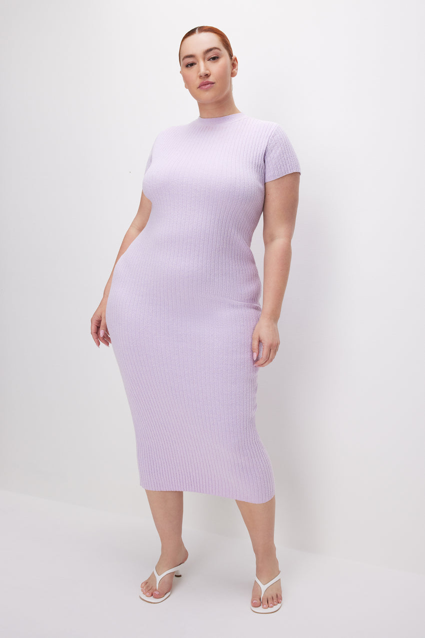 RIBBED TERRY MIDI DRESS | LAVENDER001 View 4 - model: Size 16 |