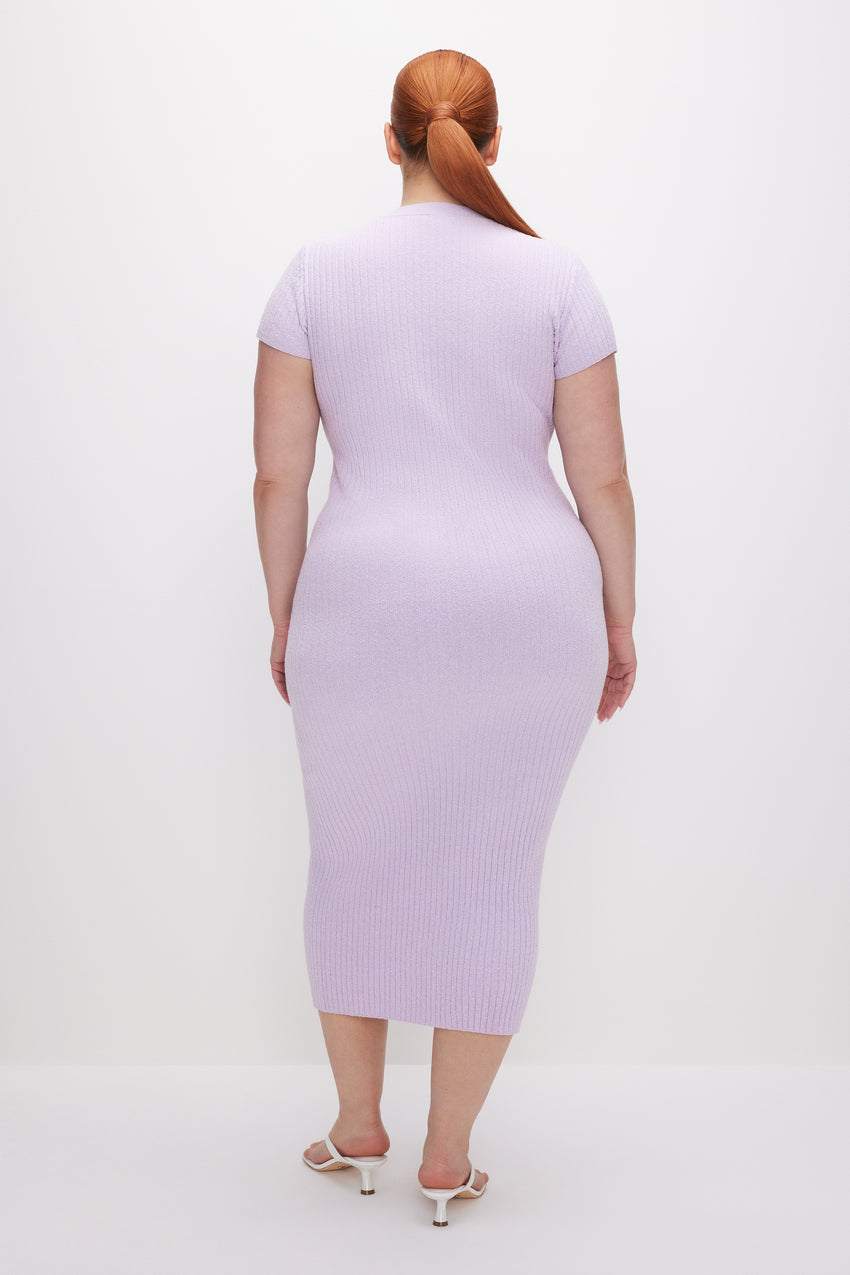 RIBBED TERRY MIDI DRESS | LAVENDER001 View 6 - model: Size 16 |