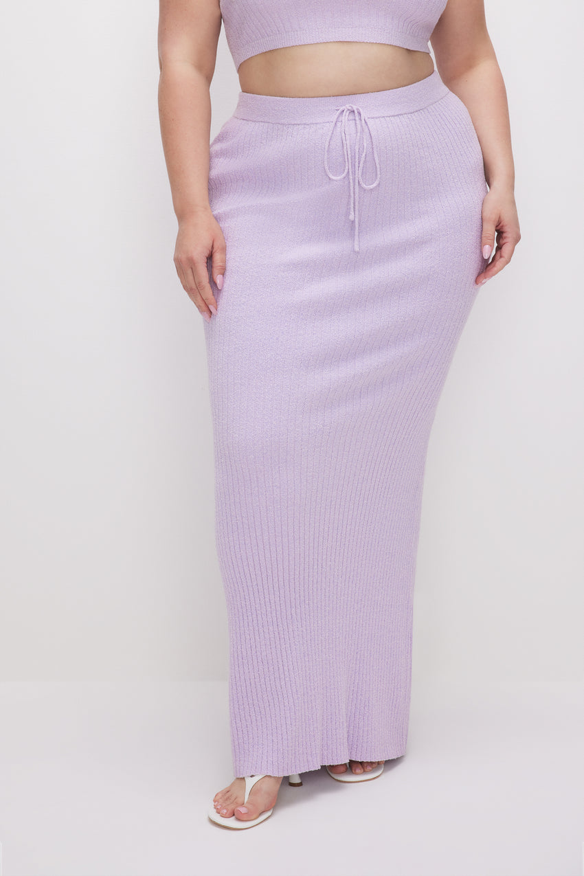RIBBED TERRY MAXI SKIRT | LAVENDER001 View 6 - model: Size 16 |