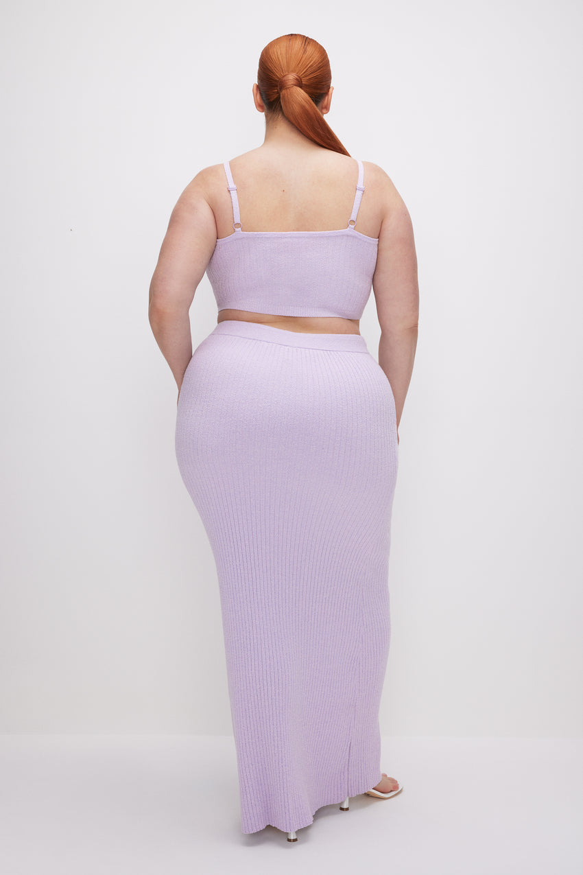 RIBBED TERRY MAXI SKIRT | LAVENDER001 View 8 - model: Size 16 |