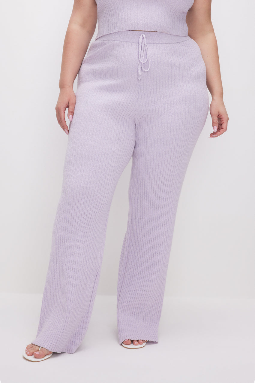 RIBBED TERRY FLARED PANTS | LAVENDER001 View 7 - model: Size 16 |