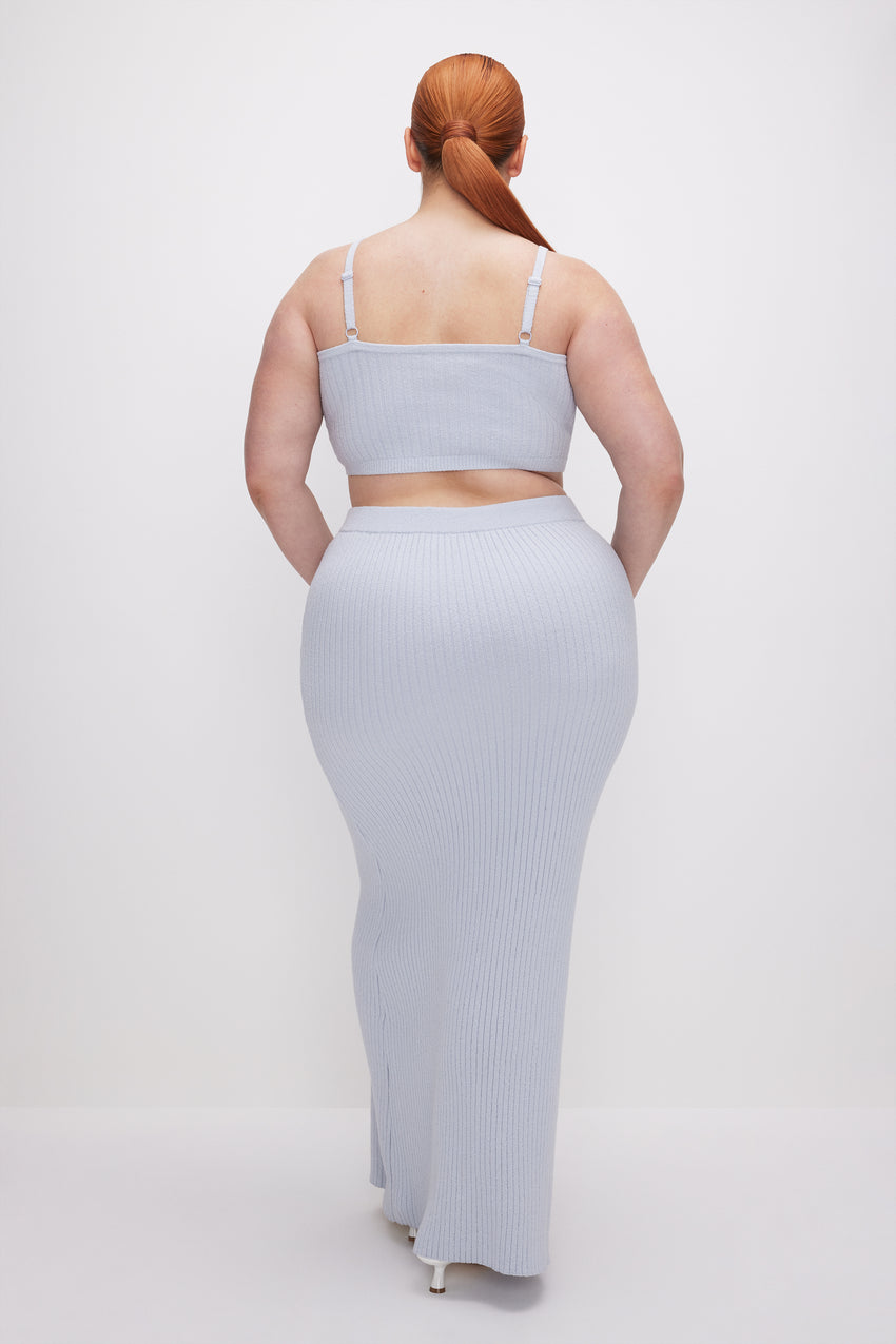 RIBBED TERRY MAXI SKIRT | GLASS001 View 3 - model: Size 16 |