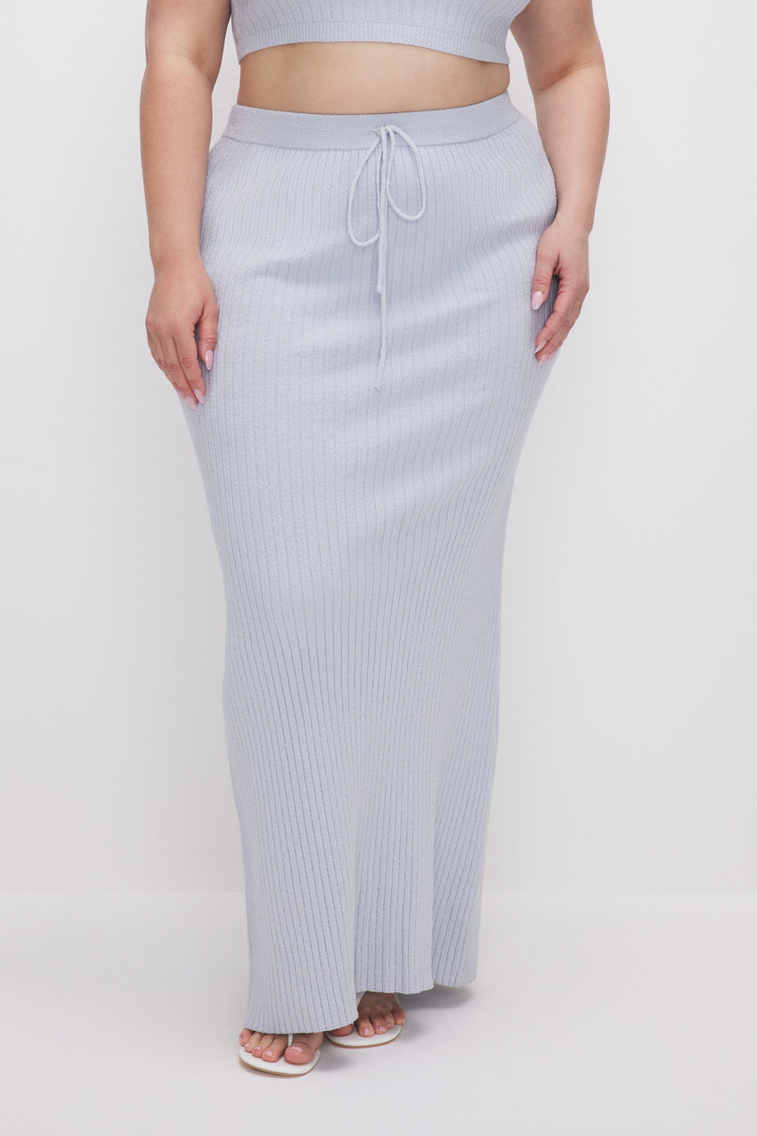 RIBBED TERRY MAXI SKIRT | GLASS001 View 5 - model: Size 16 |