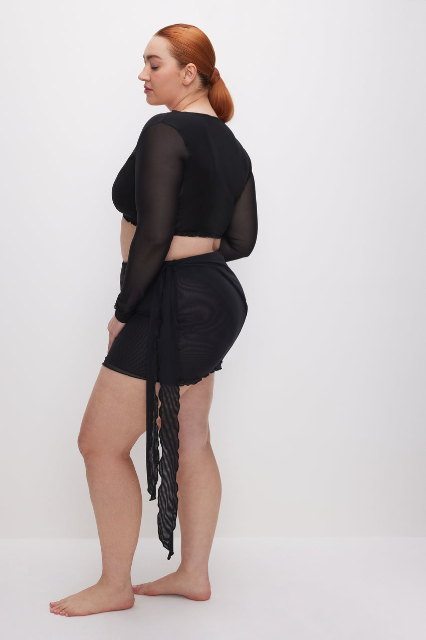 MESH MINI SKIRT | BLACK001 View 7 - model: Size 16 |