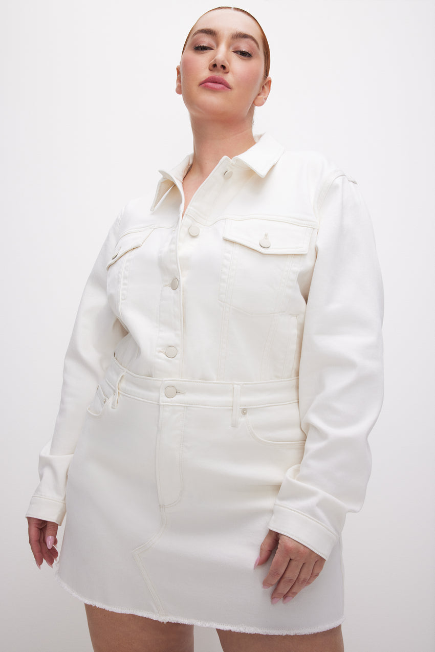 CLASSIC DENIM JACKET | CLOUD WHITE View 4 - model: Size 16 |