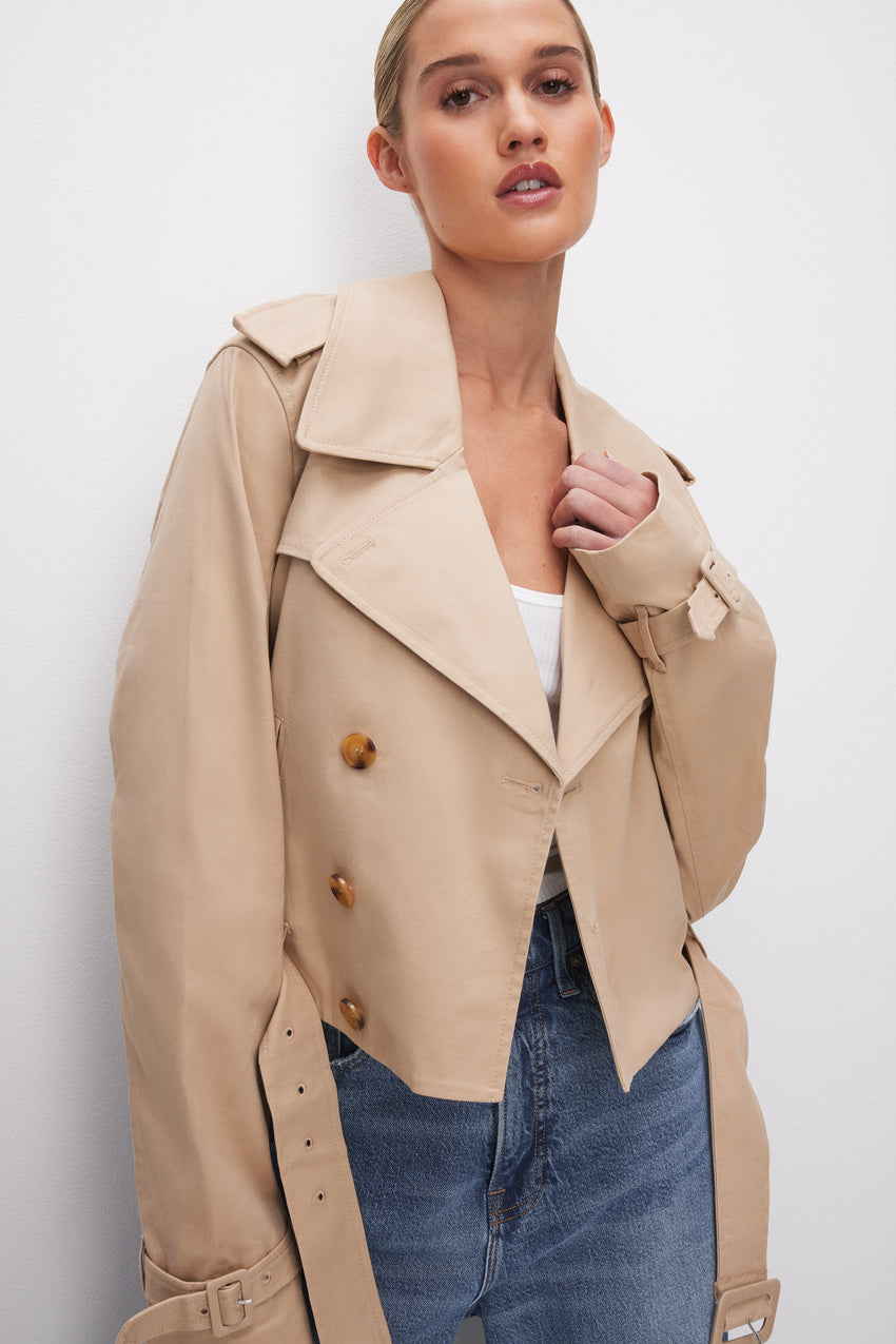 CROPPED TRENCH COAT | CHAMPAGNE005 View 0 - model: Size 0 |