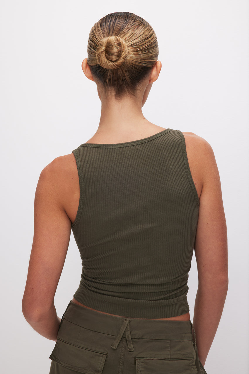 RIBBED FEATHERWEIGHT TANK TOP | FATIGUE001 View 3 - model: Size 0 |