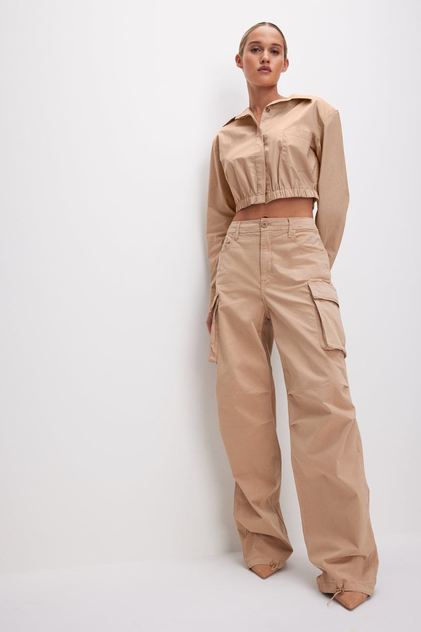 BAGGY CARGO PANTS | CHAMPAGNE005 View 3 - model: Size 0 |