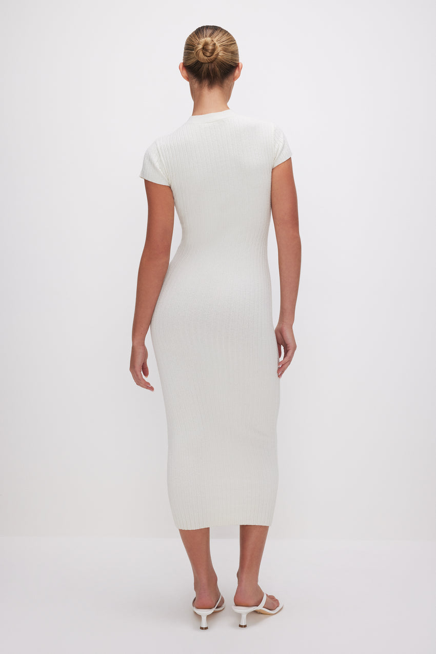 RIBBED TERRY MIDI DRESS | CLOUD WHITE View 3 - model: Size 0 |