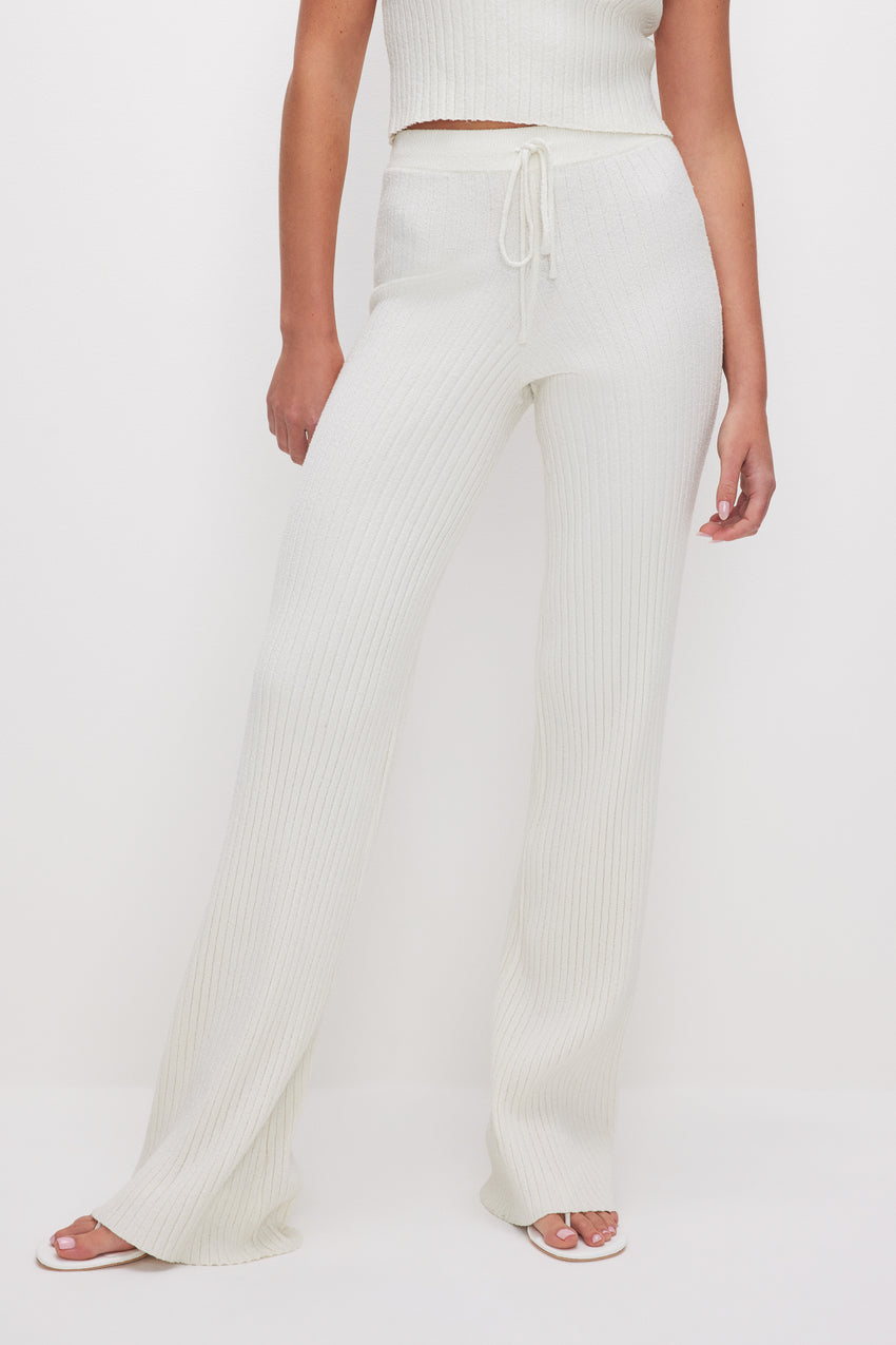 RIBBED TERRY FLARED PANTS | CLOUD WHITE View 2 - model: Size 0 |