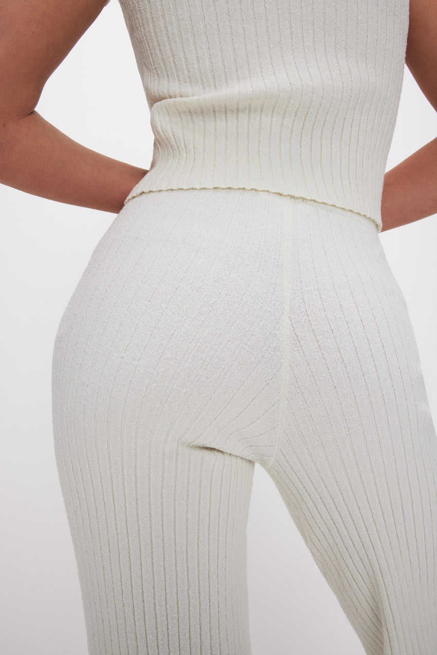 RIBBED TERRY FLARED PANTS | CLOUD WHITE View 4 - model: Size 0 |