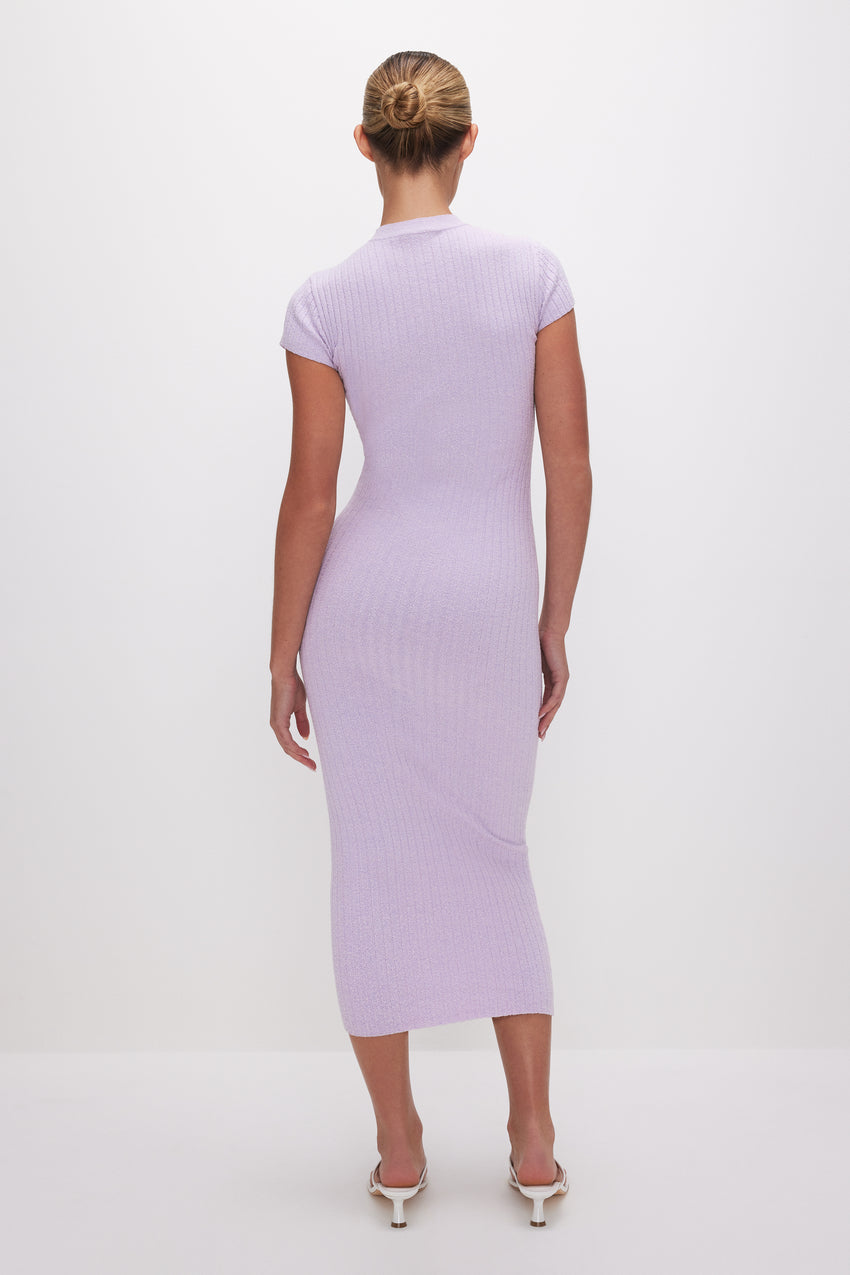 RIBBED TERRY MIDI DRESS | LAVENDER001 View 7 - model: Size 0 |