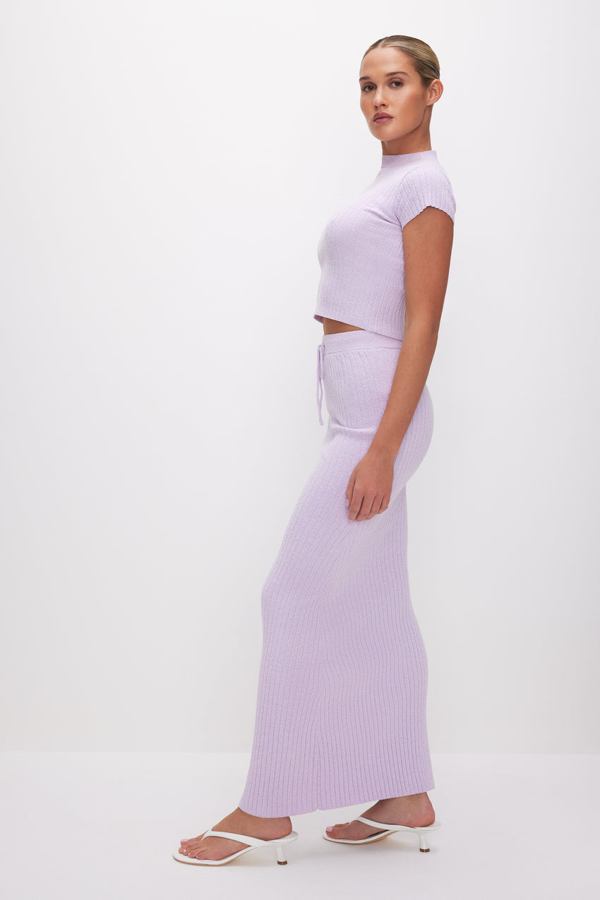 RIBBED TERRY MAXI SKIRT | LAVENDER001 View 3 - model: Size 0 |