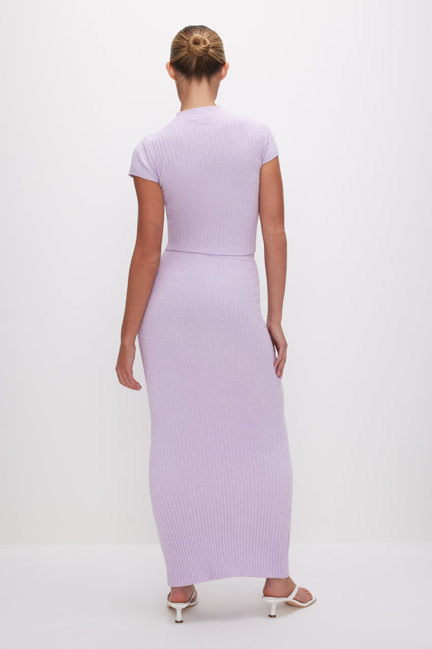 RIBBED TERRY MAXI SKIRT | LAVENDER001 View 4 - model: Size 0 |