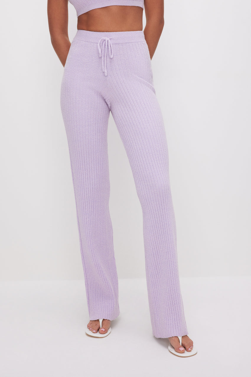 RIBBED TERRY FLARED PANTS | LAVENDER001 View 2 - model: Size 0 |