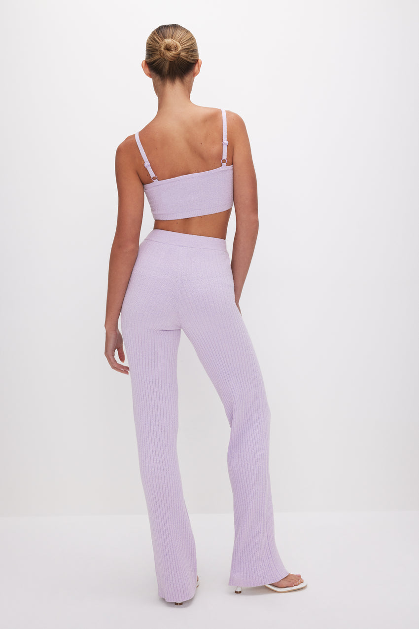 RIBBED TERRY FLARED PANTS | LAVENDER001 View 4 - model: Size 0 |
