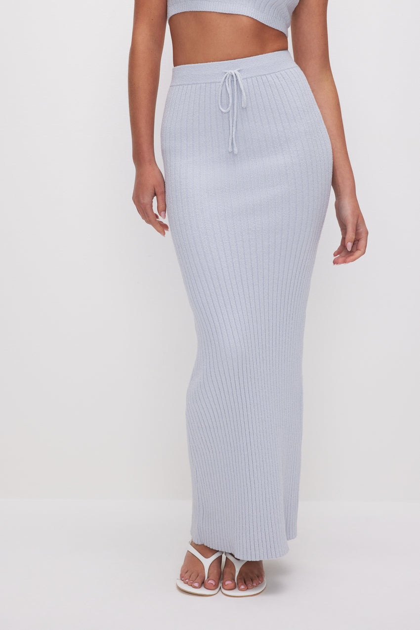 RIBBED TERRY MAXI SKIRT | GLASS001 View 9 - model: Size 0 |