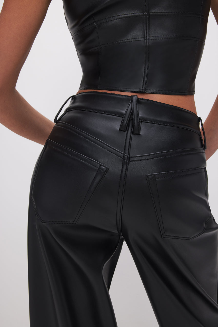 GOOD EASE FAUX LEATHER PANTS | BLACK001 View 9 - model: Size 0 |