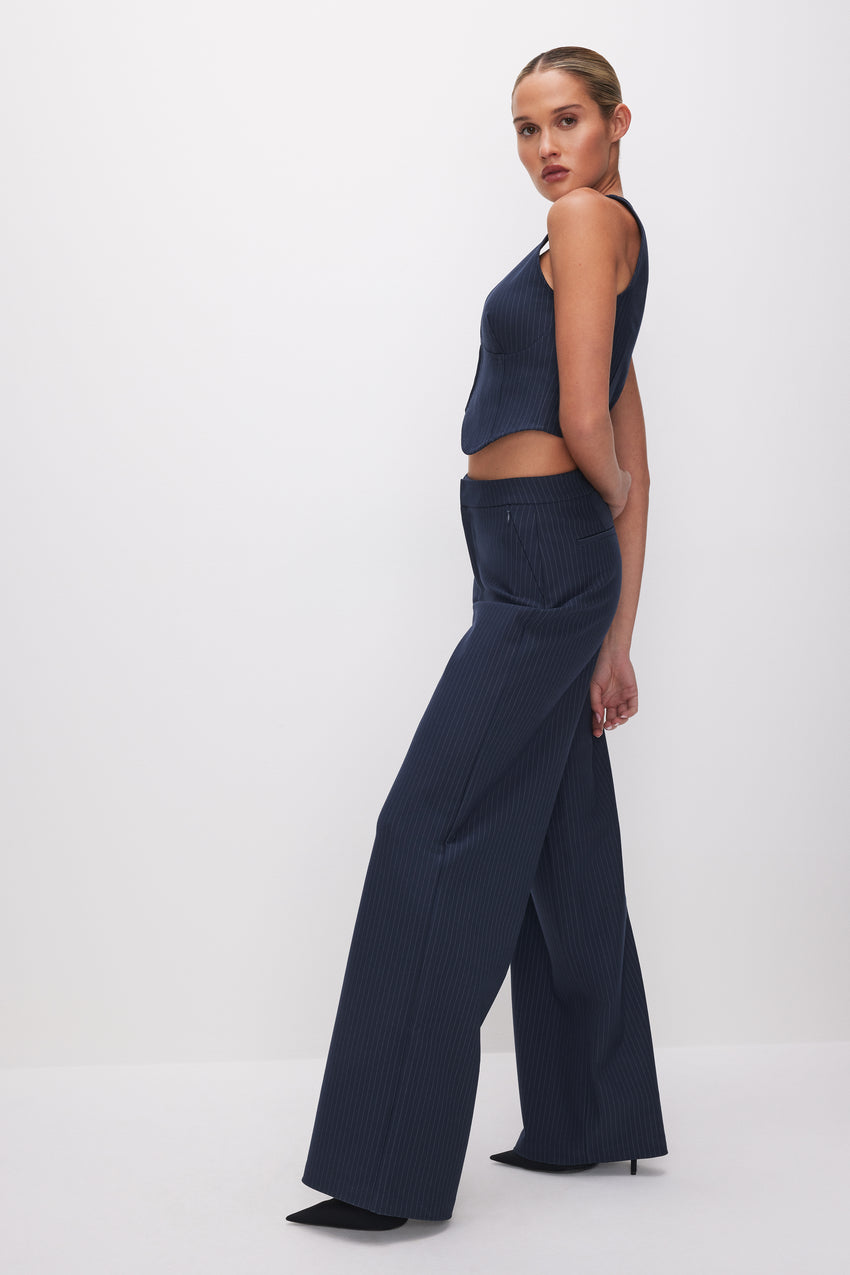 PONTE WIDE LEG PANTS | INK STRIPE001 View 9 - model: Size 0 |