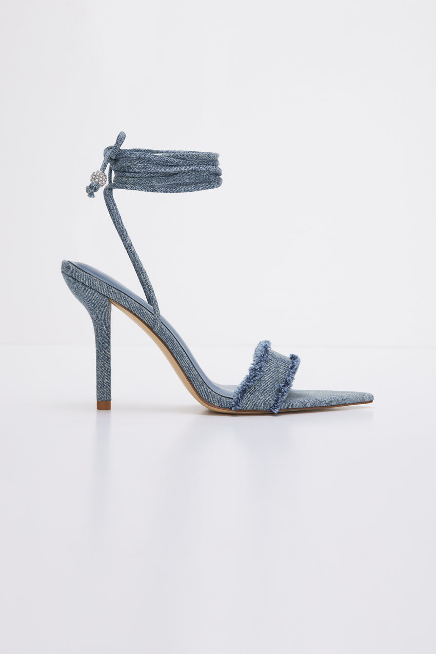 LACE UP HEELS | BLUE DENIM002 View 0 - model: Size 0 |