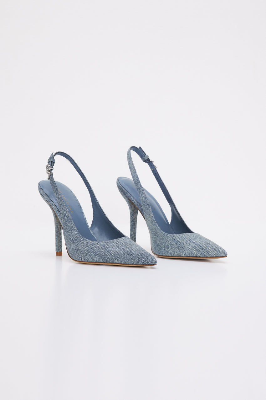 STILETTO SLINGBACK HEELS | BLUE DENIM002 - GOOD AMERICAN