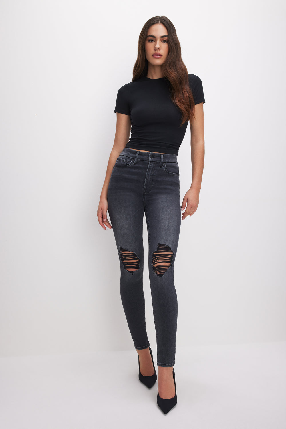 Black high-waist slim work jeans for women in spring American retro al –  Lee Nhi Boutique