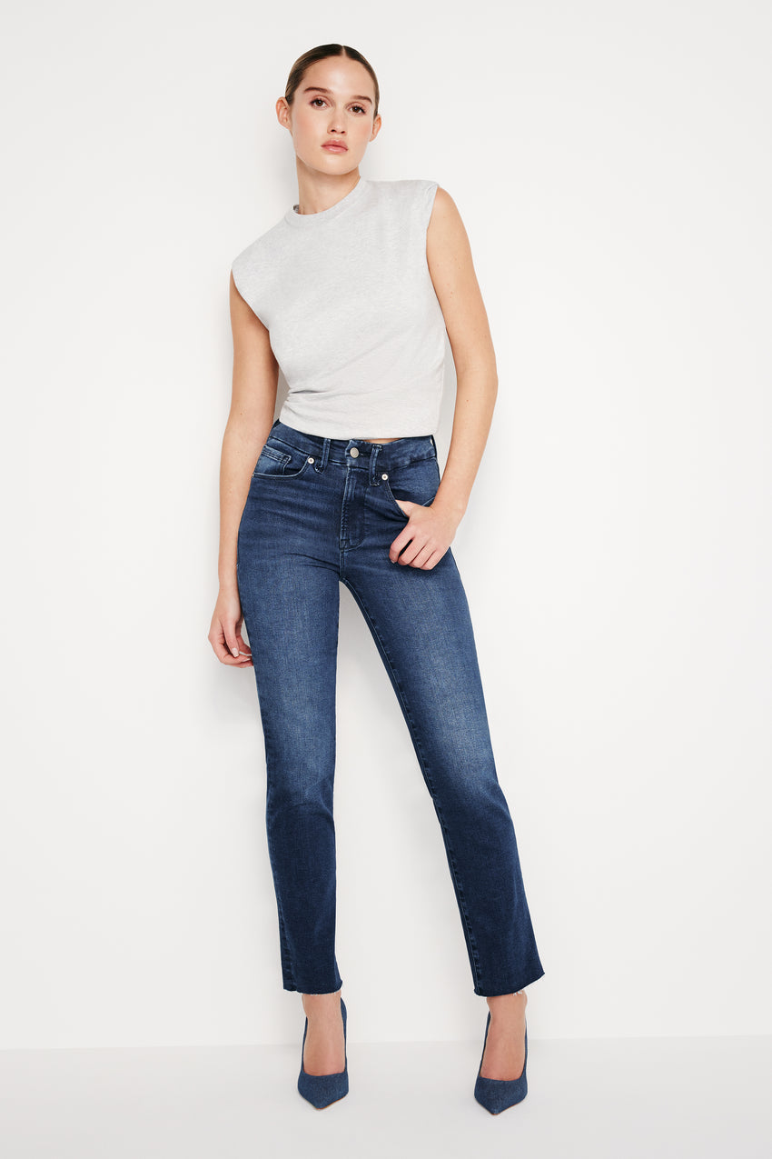 ALWAYS FITS GOOD CLASSIC SLIM STRAIGHT JEANS | INDIGO446 View 3 - model: Size 0 |