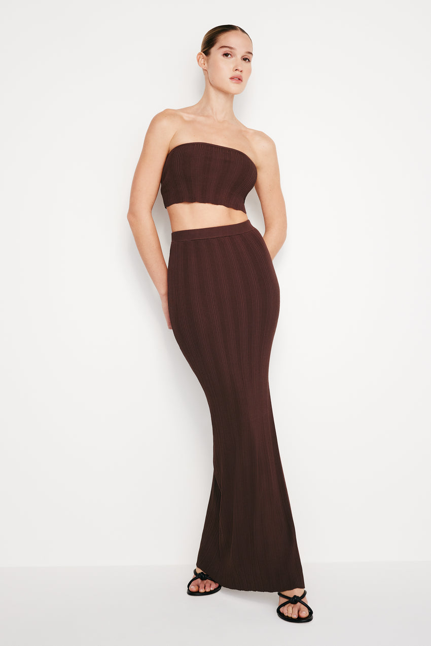 RIBBED KNIT MAXI SKIRT | ESPRESSO001 View 0 - model: Size 0 |