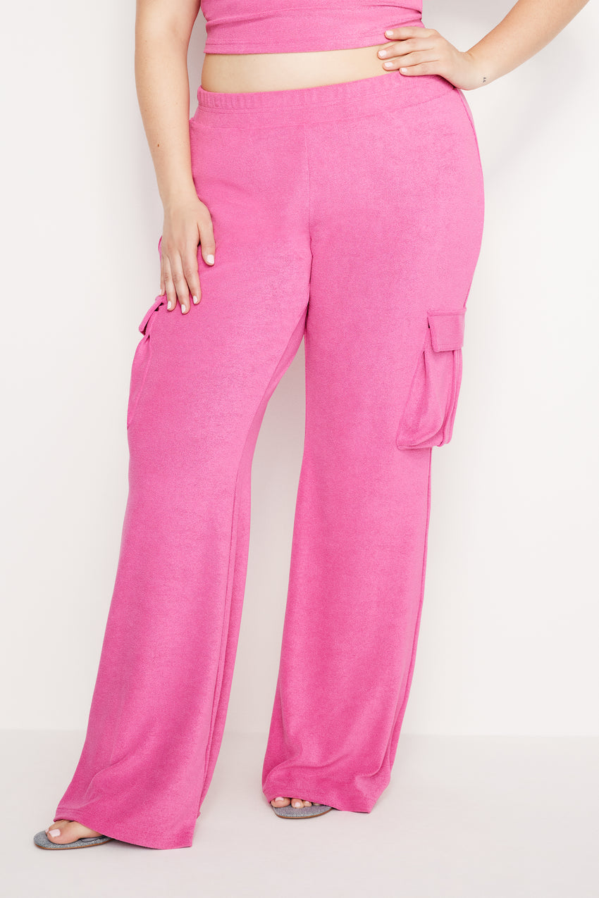 TERRY CARGO PANTS | PINK GLOW002 View 8 - model: Size 16 |
