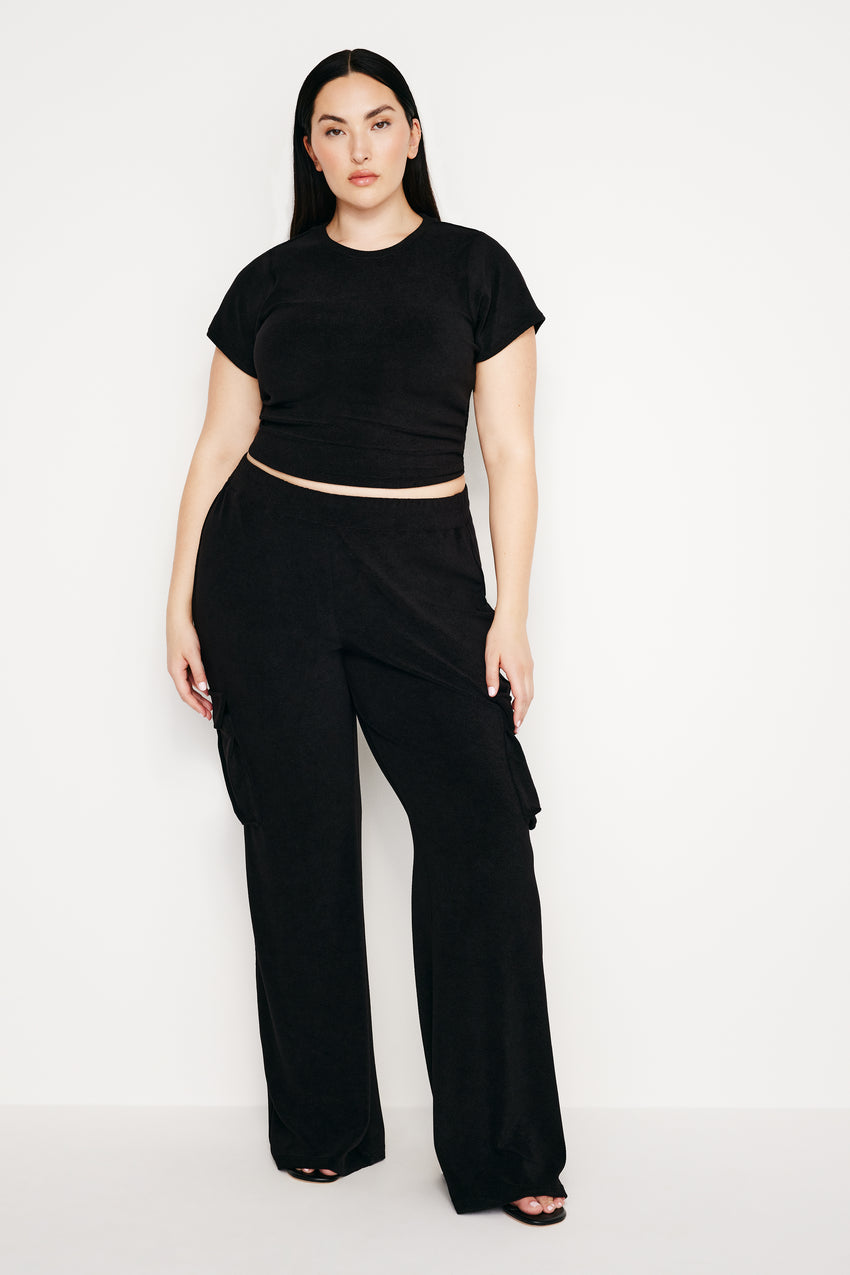 TERRY CARGO PANTS | BLACK001 View 6 - model: Size 16 |