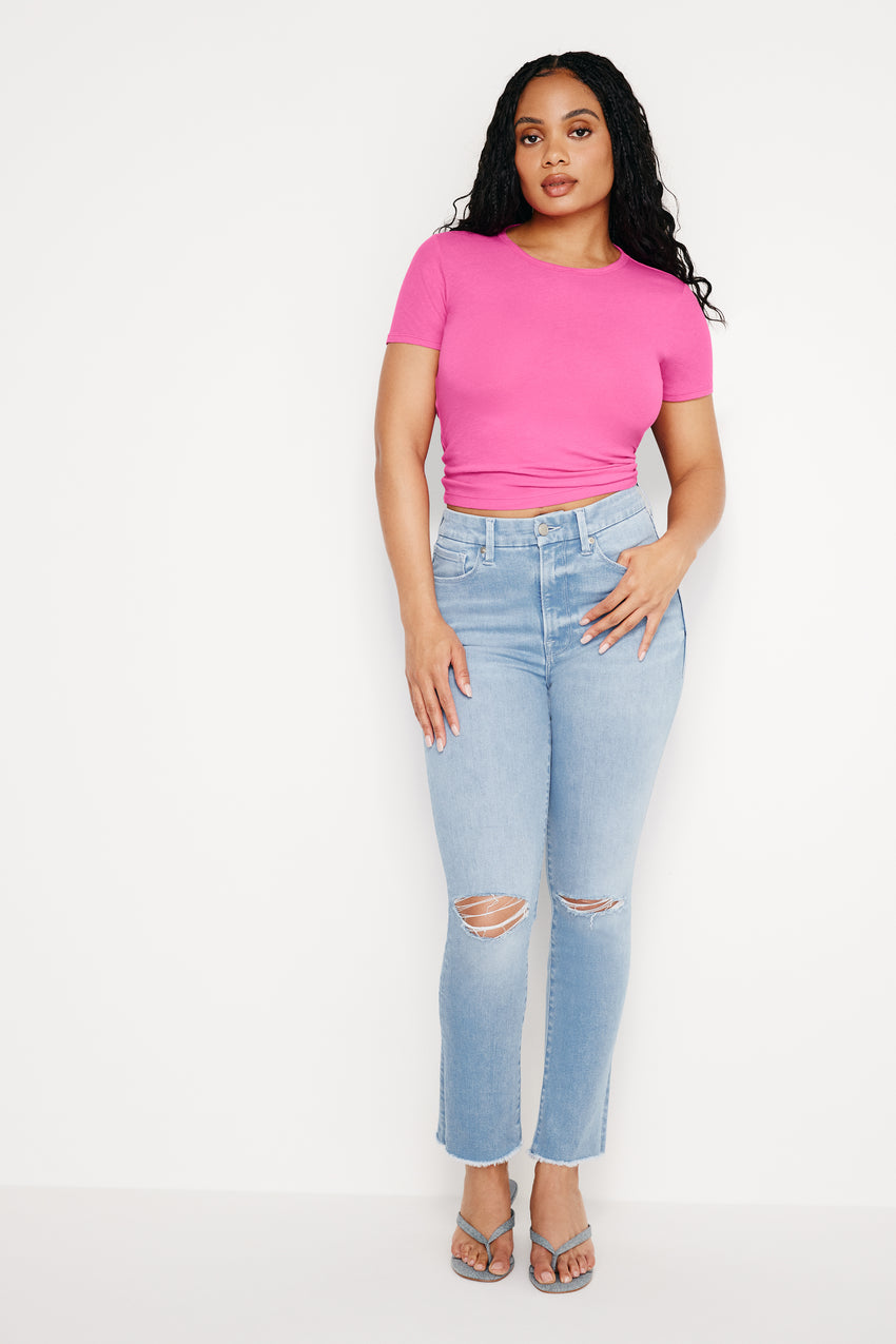 FEATHERWEIGHT COTTON SLIM TEE | PINK GLOW002 View 6 - model: Size 8 |